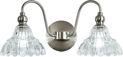 Brushed Nickel 2 Light Bathroom Vanity Light Fixtures Modern Vanity Lights for Bathroom Living Room Vintage Wall Sconces Over Mirror Hallway Wall Lamp