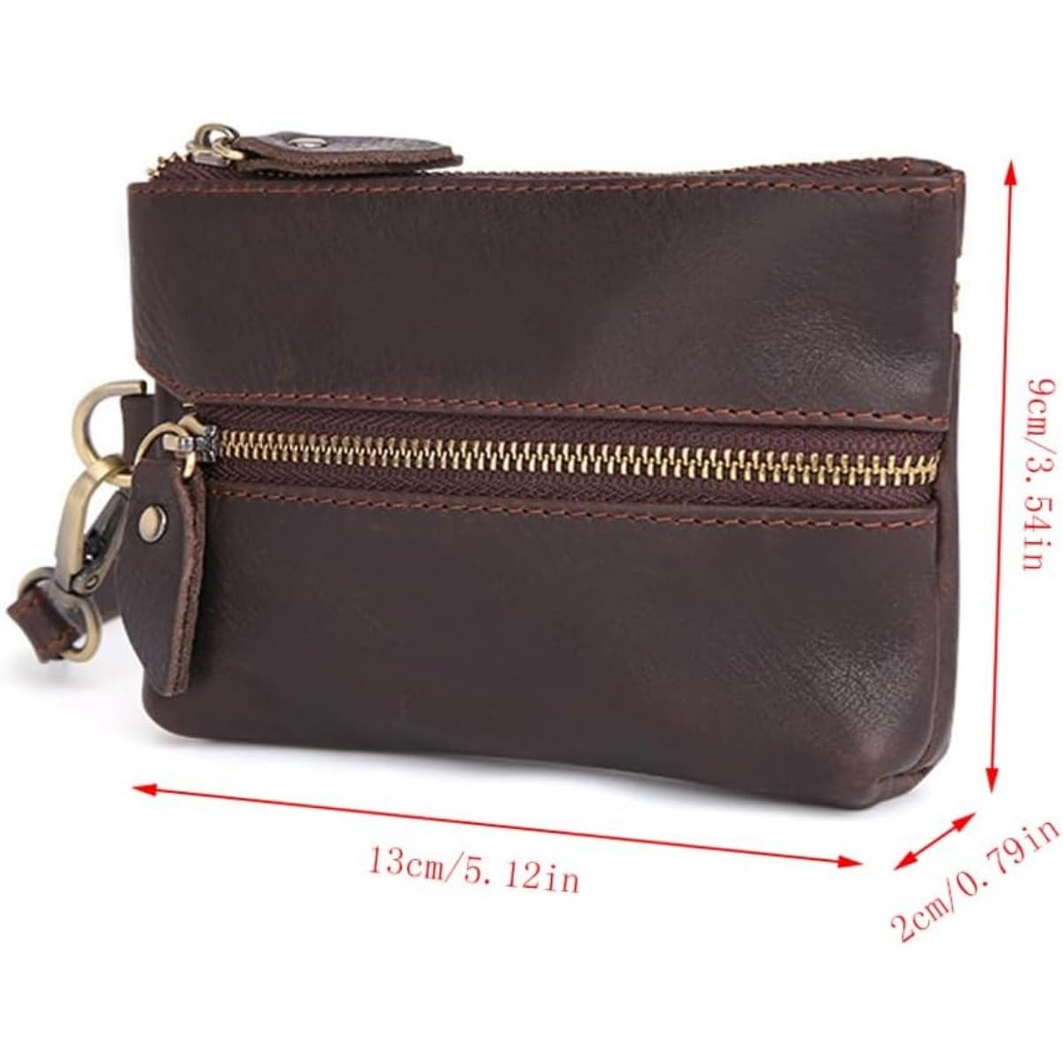 ZYLOXAR Genuine Leather Wallet Zipper Coin Purse with Keychain Wrist Bag Hand Bag Organizer Card Case Storage for Men (Brown)