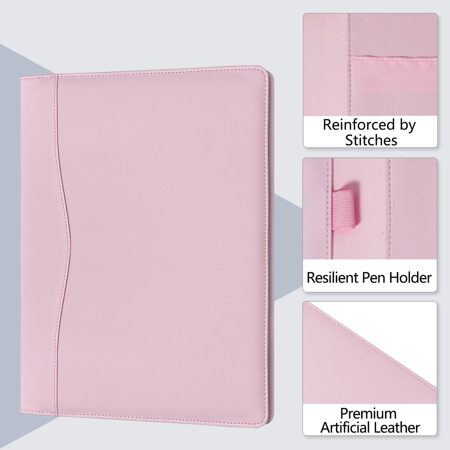 Padfolio Portfolio Organizer Legal Pad Holder Padfolio Folder Leather Portfolio Storage Clipboard Notepad with Cover for Letter Size A4 Writing Pad for Business and School Office