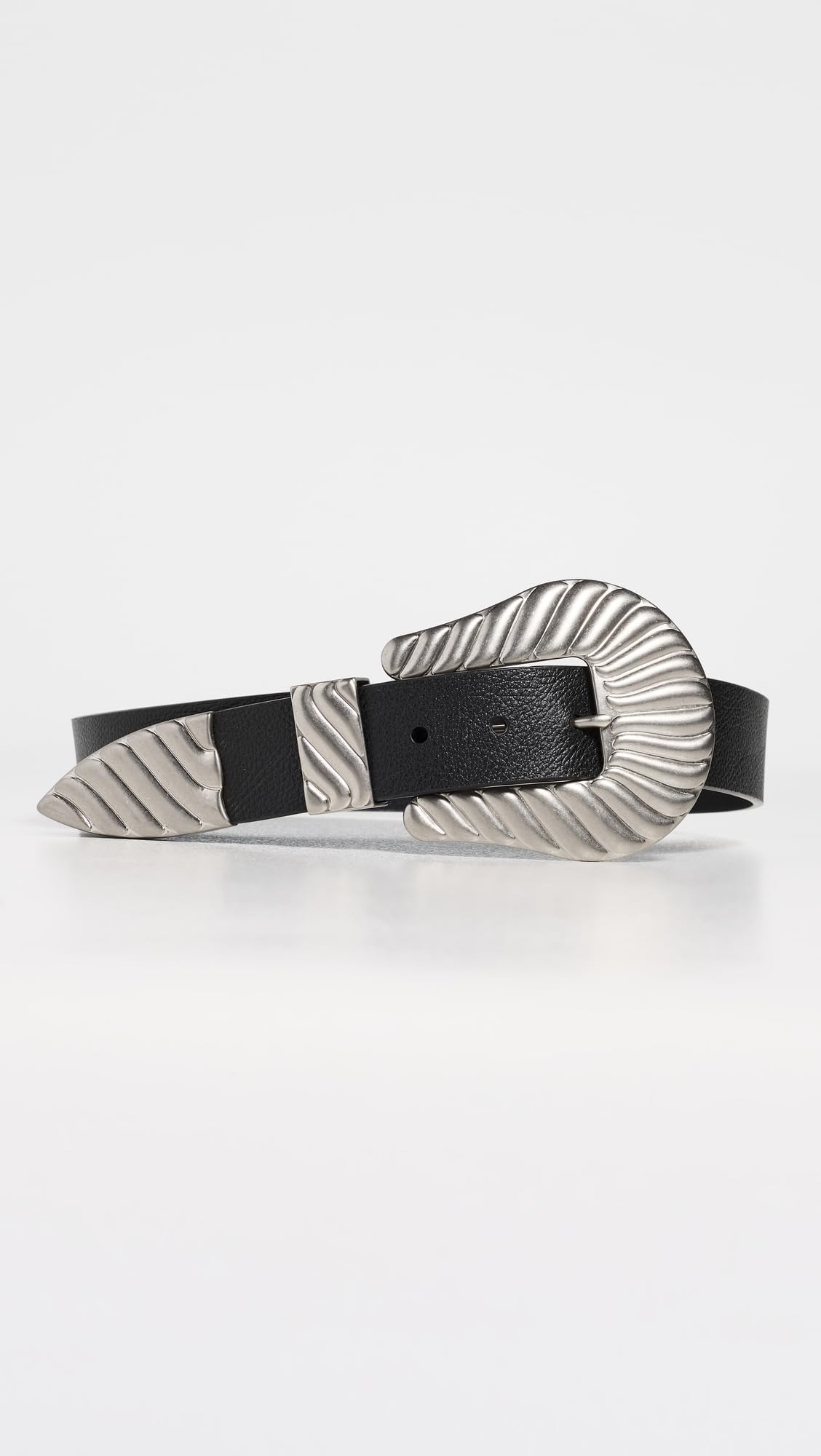 THE GREAT. Women's Stetson x The Big Buckle Belt, Black with Silver, Small