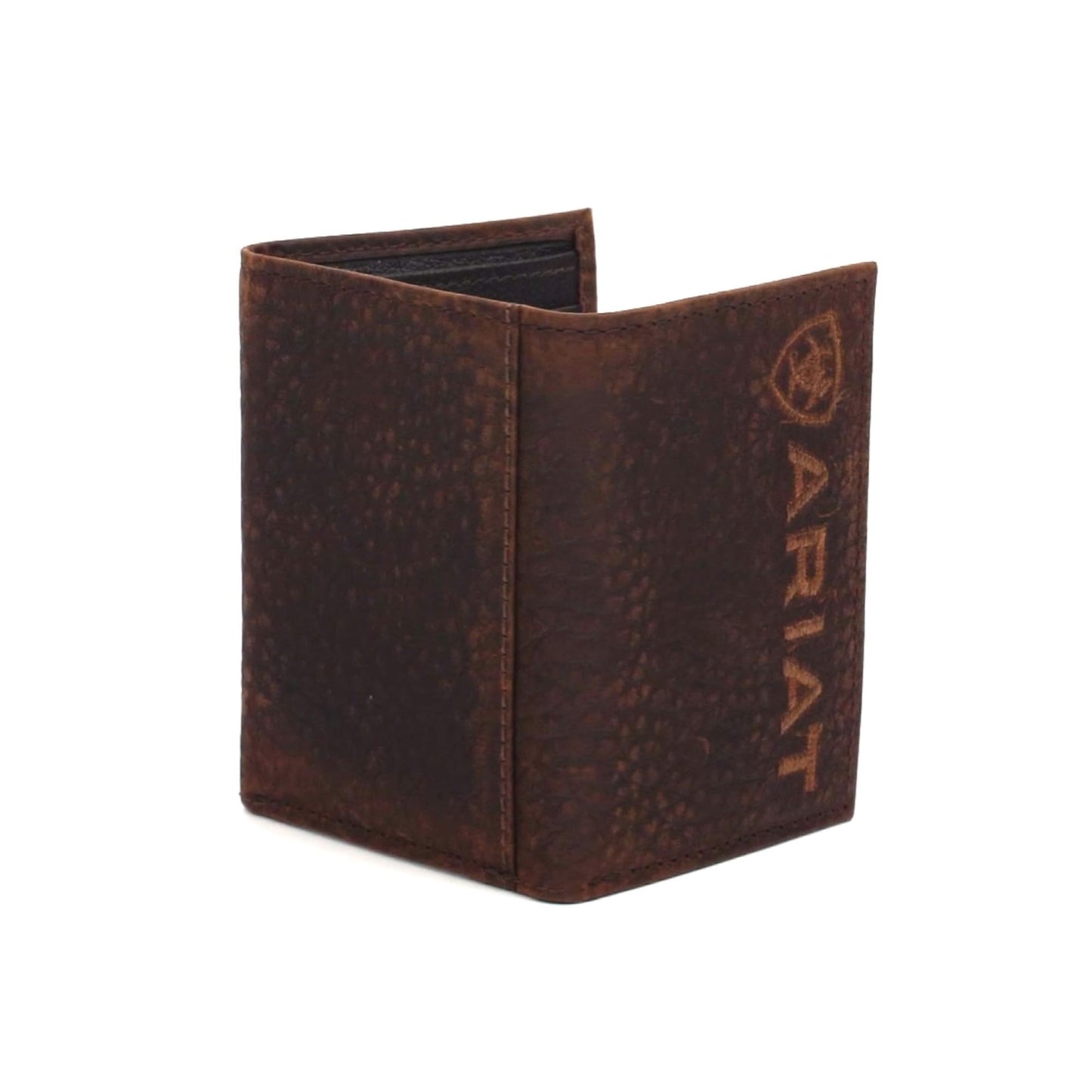 ARIAT Men's Large Logo Bull Hide Leather Trifold Wallet