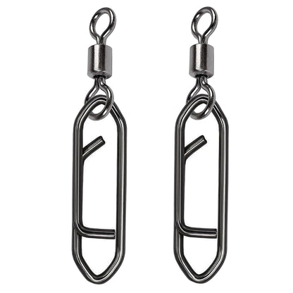 QISHUO Stainless Steel Fishing Swivels Lure Tackle Clips Snap Swivels Strength Barrel Saltwater Swivel Fishing Rolling Black Nickel, 50pcs, 54lbs