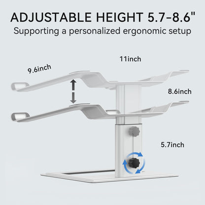 SOUNDANCE Adjustable Laptop Stand for Desk, Computer Stand, Ergonomic Laptop Riser Holder Compatible with 10 to 17.3 Inches Notebook PC Computer, Aluminum Silver