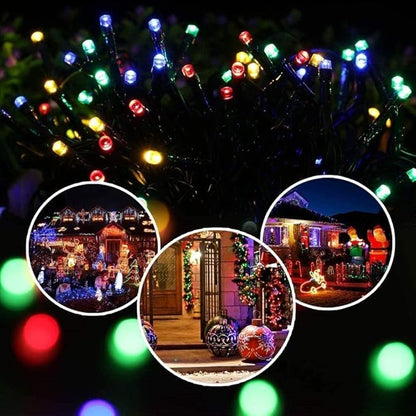weillsnow 66 FT 200 LED Christmas Lights, Plug in Connectable Green Wire Fairy Lights with 8 Twinkle Modes, Outdoor Waterproof Christmas Lights for Garden Patio Wedding Decorations (Multicolored)