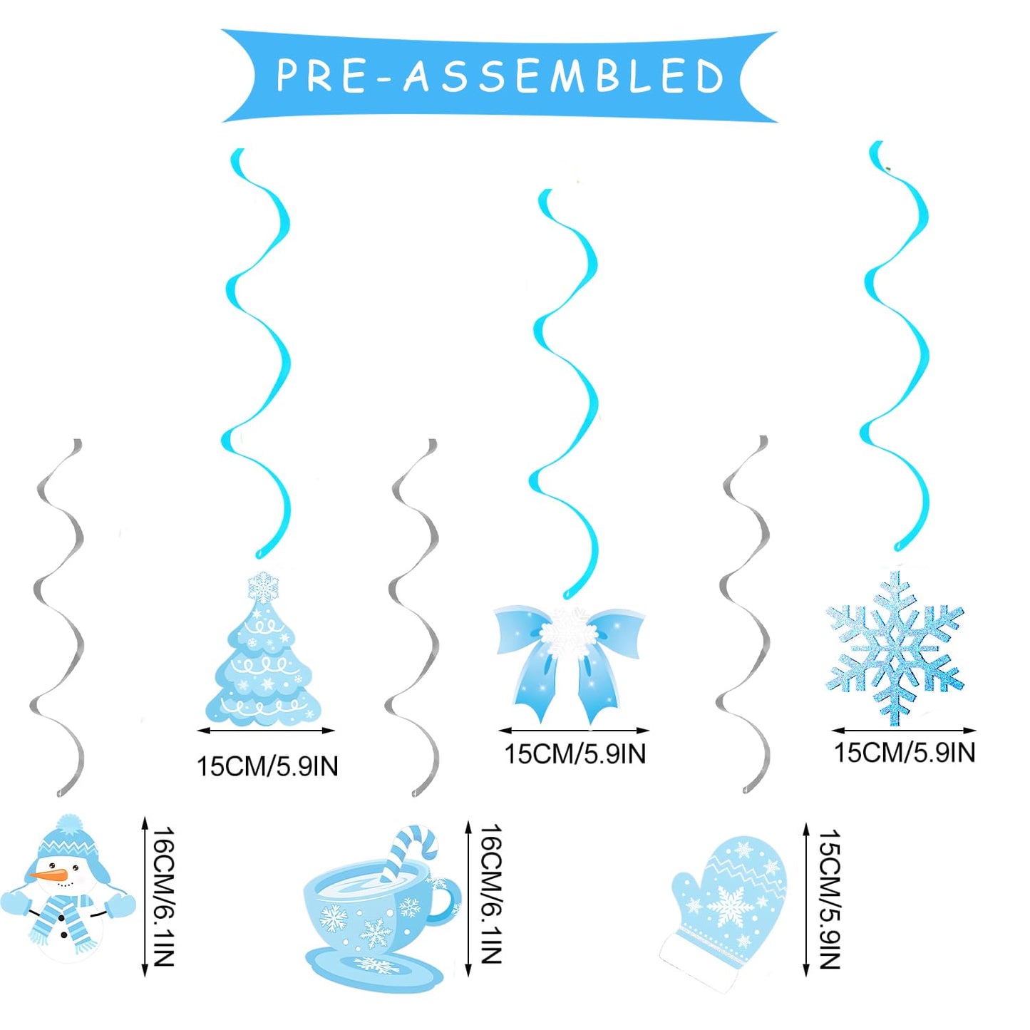 Winter Wonderland Party Decorations Winter-Themed Banner Snowflake Snowman Table Centerpieces Snowflake Frozen Ceiling Hanging Streamers for Wonderland Frozen Winter It's Snowing Party Supplies