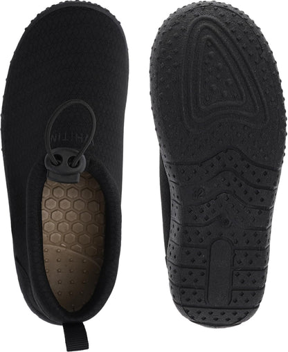 WHITIN Water Shoes for Little Kids Aqua Barefoot Swim Sneakers Beach Minimalist Size 1 Boys Girls Zero Drop Outdoor Surf Boating Kayak Sand Walking Socks All Black 31