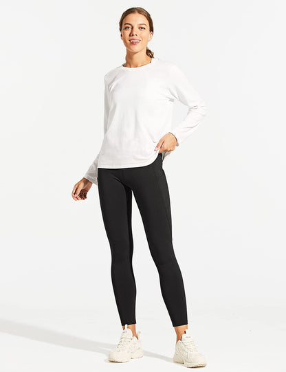 ZUTY Fleece Lined Leggings Women Water Resistant Winter Thermal Insulated High Waisted Hiking Leggings Pockets Plus Size