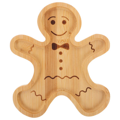 DECHOUS Gingerbread Serving Tray 8.3 Inch Charcuterie Board Christmas Bamboo Serving Platter Holiday Treat Tray for Snacks, Appetizers, Desserts, Holiday Home Party