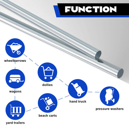 Hicarer 2 Pcs 3/4" x 36" Galvanized Steel Round Bar Smooth Rod Zinc Plated Steel Rods Zinc Bar Metal Axle Shaft for Hand Trucks Dollies Wagons Carts