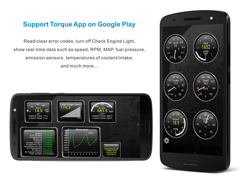Panlong OBD2 Scanner Bluetooth OBDII Diagnostic Tool Car Code Reader Turn Off Check Engine Light Support Android Torque App