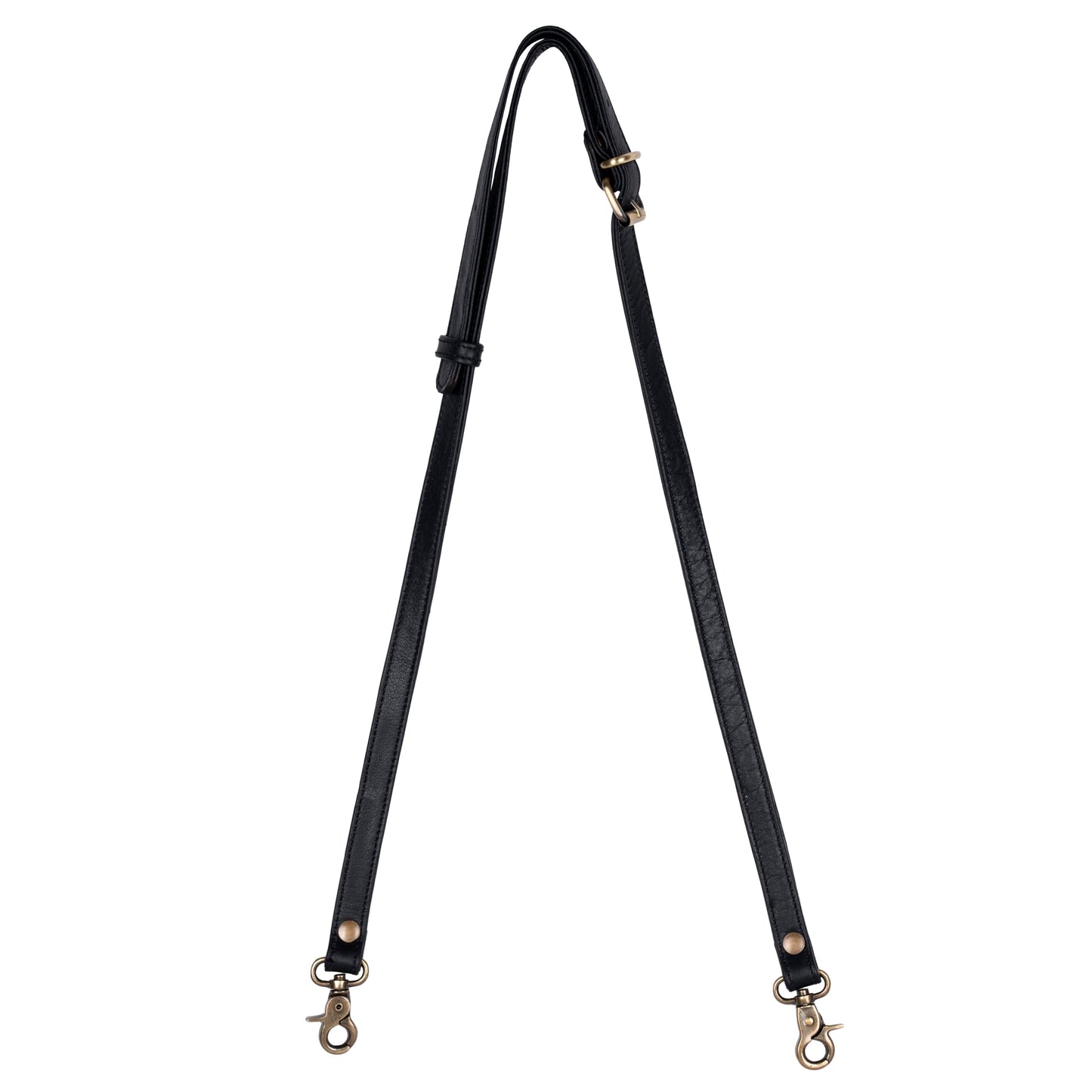Hell Blues Genuine Leather Purse Strap Replacement ~Womens Crossbody Bags 48"-57" Long Adjustable Strap, Black with Brass Accessories (.75" Wide)