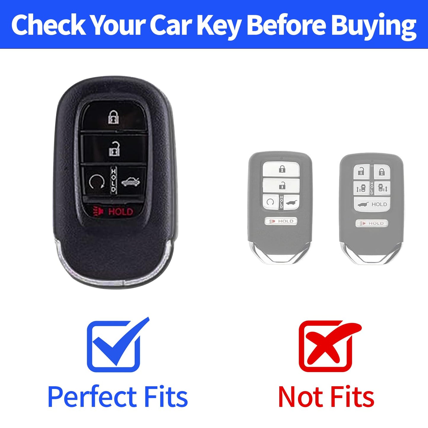 Kespevn for Honda Key Fob Cover 5 Button Soft TPU with Leather Keychain 360 Degree Protection Key Case Shell Holder Fits for 2022 2023 2024 Honda Accord Civic HR-V CR-V Pilot Odyssey, A Gray