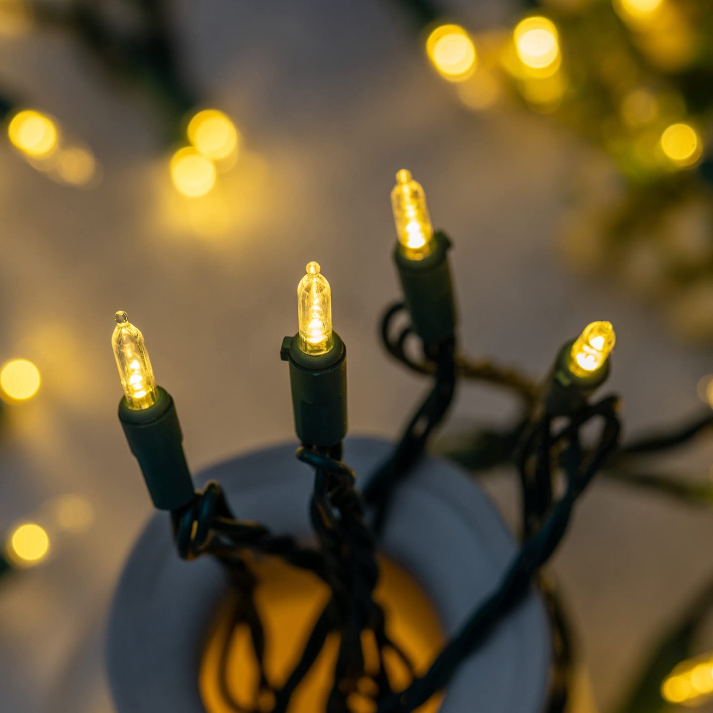SWEET SHINE Warm White LED Christmas Lights 200 Count, Pack of 2 Sets 25 ft 100 LED Green Wire Mini String Lights Set (Warm White)