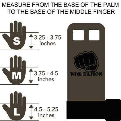 WOD Nation Barbell Gymnastics Grips for Pull-up Training - Black, Large - Leather Pull-Up Palm Grips & Kettlebell Hand Protector for Barbells