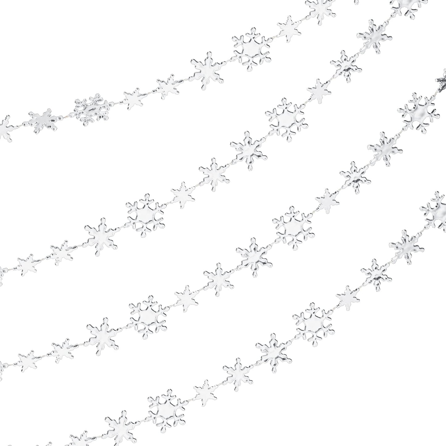 Boao Snowflake Garland for Christmas Tree Ornaments Winter Plastic Snowflake Hanging Ornaments for Christmas Tree Decorations Baby Shower Party Supplies Wedding(10 Meters,Silver)