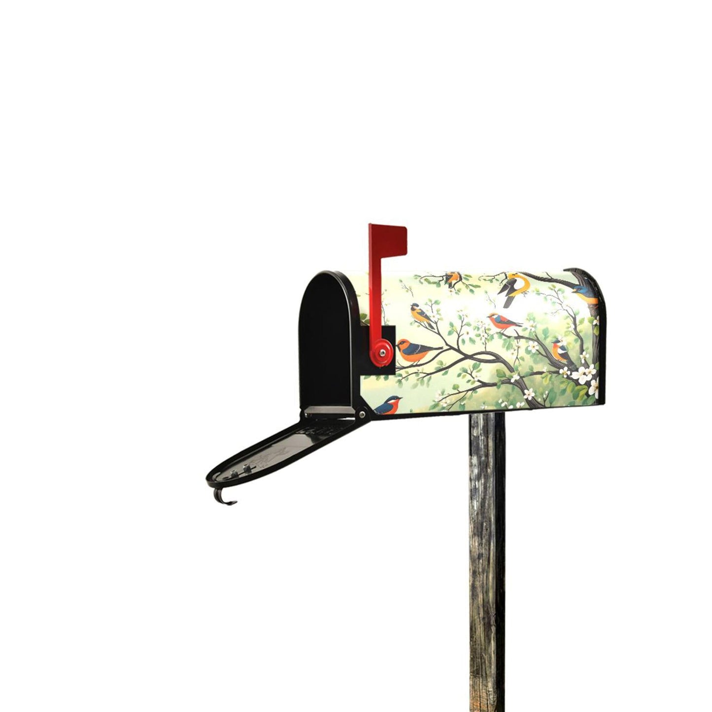 Wamika Spring Flowers Magnetic Mailbox Covers Cherry Blossoms Birds Mailbox Cover Over Size Full Magnet Garden Yard Porch Mail Boxes Cover Holiday Decorations 25" L x 21" W