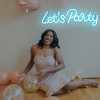 Let's Party Neon Sign, LED Neon Lights for Bedroom Wall Decor, Art Decorative Lights for Bachelorette Party, Engagement Party, Birthday Party, Living Room, Gamer Room Decor Aesthetic (Warm White)