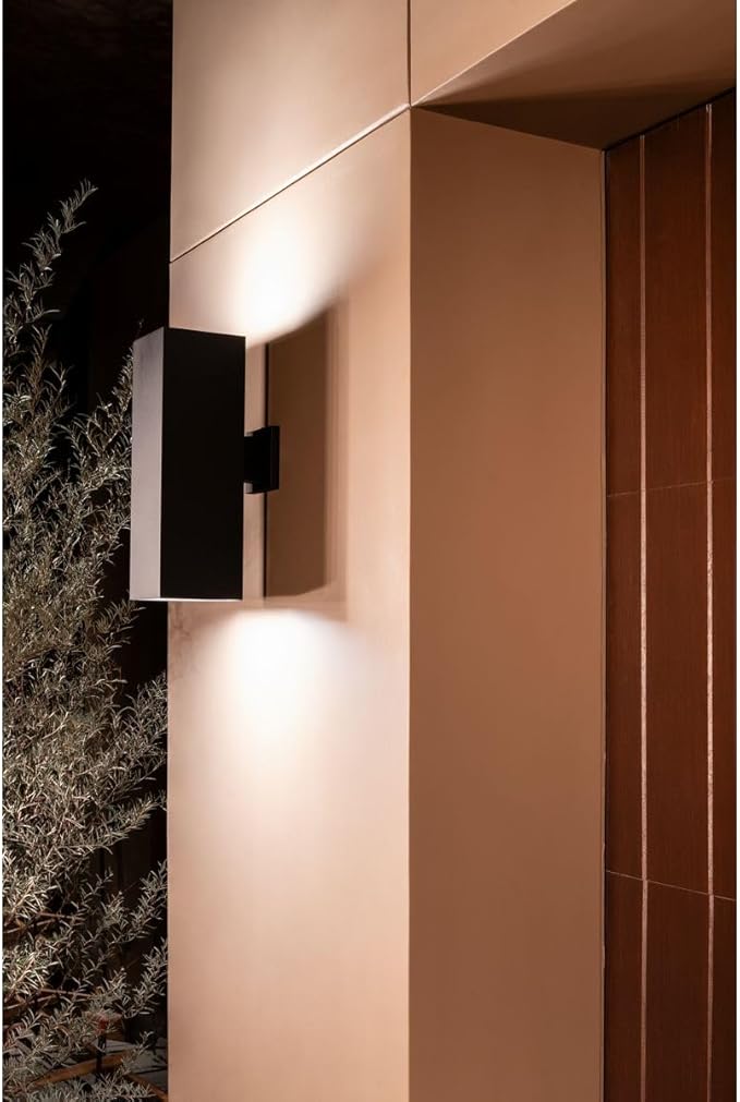 Square Collection 6" Aluminum Outdoor Up/Down Wall Lantern Light Matte Black