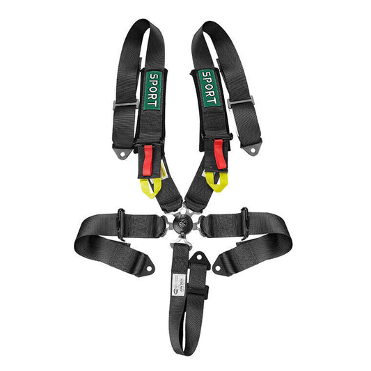 BESTZHEYU 5-Point Racing Harness SFI, 1PC Black Racing Belts 5 Point Harness Sets with Ultra Comfort Heavy Duty 3 Inch Shoulder Pads