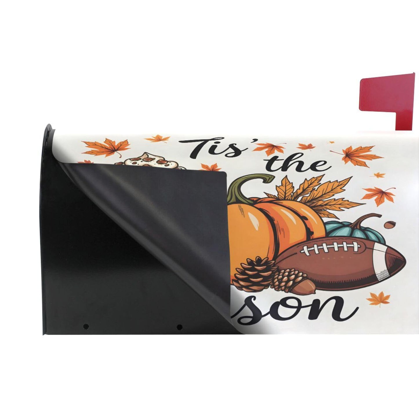 Fall Autumn Maple Leaf Pumpkin Football Magnetic Mailbox Cover MailWraps Garden Yard Home Decor for Outside Standard Size-18"x 20.8"