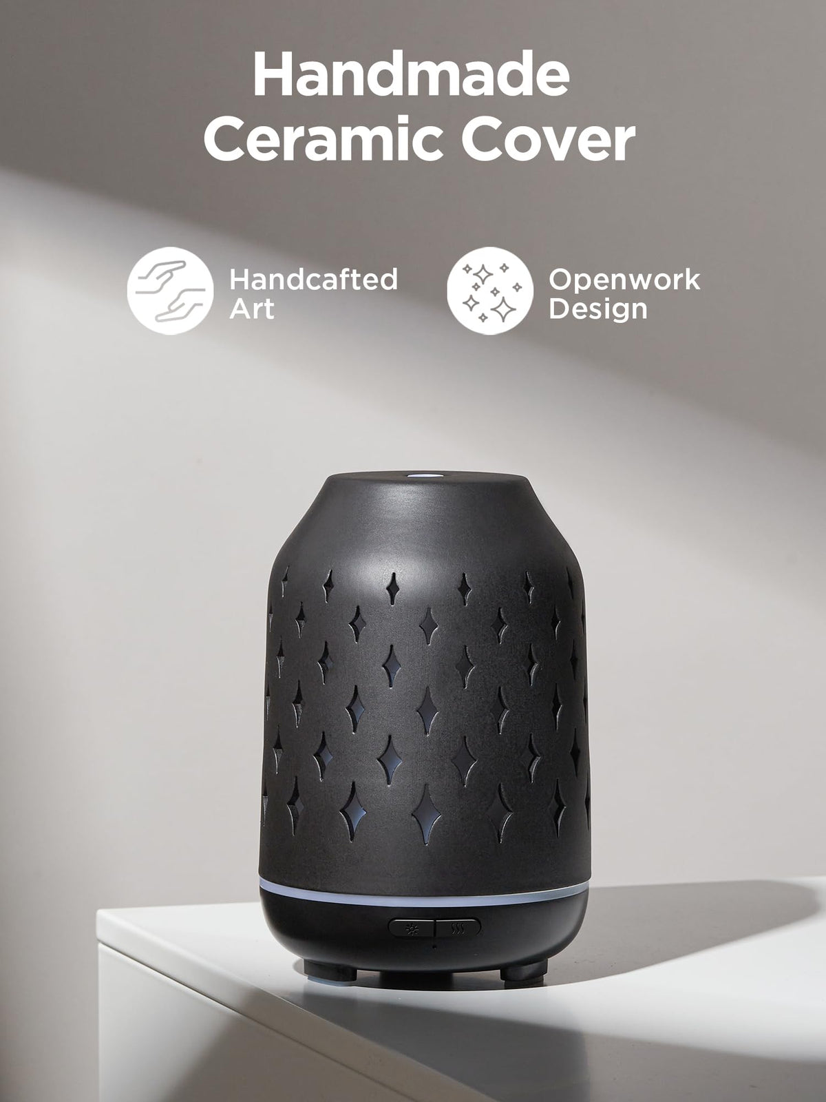InnoGear Aromatherapy Diffuser, 150ml Ceramic Diffuser Ultrasonic Humidifier Cool Mist Essential Oil Diffusers for Home Air Diffuser with 2 Mist Modes Waterless Auto Off, White