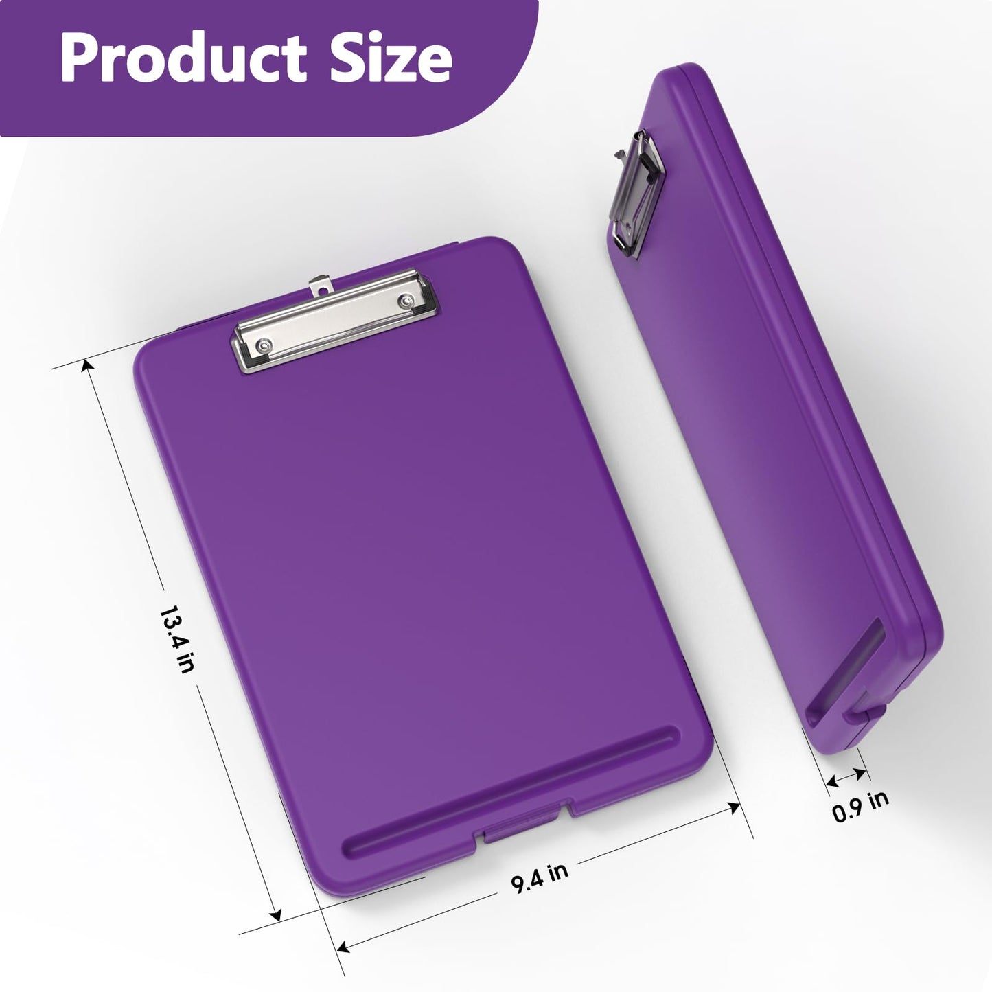 Clipboard with Storage, 8.5 x 11 Storage Clip Board with Low Profile Clip, Heavy Duty Nursing Foldable, Suitable for Classroom, Teacher, Coaches, Office School Supply(Purple)