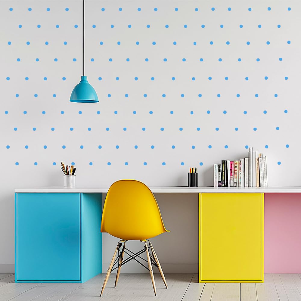 Colorful Dot Wall Stickers - Set of 9 Peel & Stick Decals for Kids Rooms, Nursery, and Crafts (Baby Blue, 1 inch dot 240)