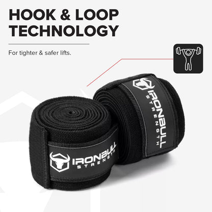 Knee Wraps for Weightlifting - 80" Elastic Knee Straps for Squats and Weight Lifting - Lifting Knee Wraps for Strength & Compression Wrap - Knee Support for Squatting, Powerlifting, Gym (Black)