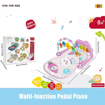 Baby Gyms Play Mats, Play Piano Gym Mat, Activity Mat for Tummy Time with 5 Infant Learning Sensory, Music and Lights for Newborns and Toddlers (Pink)