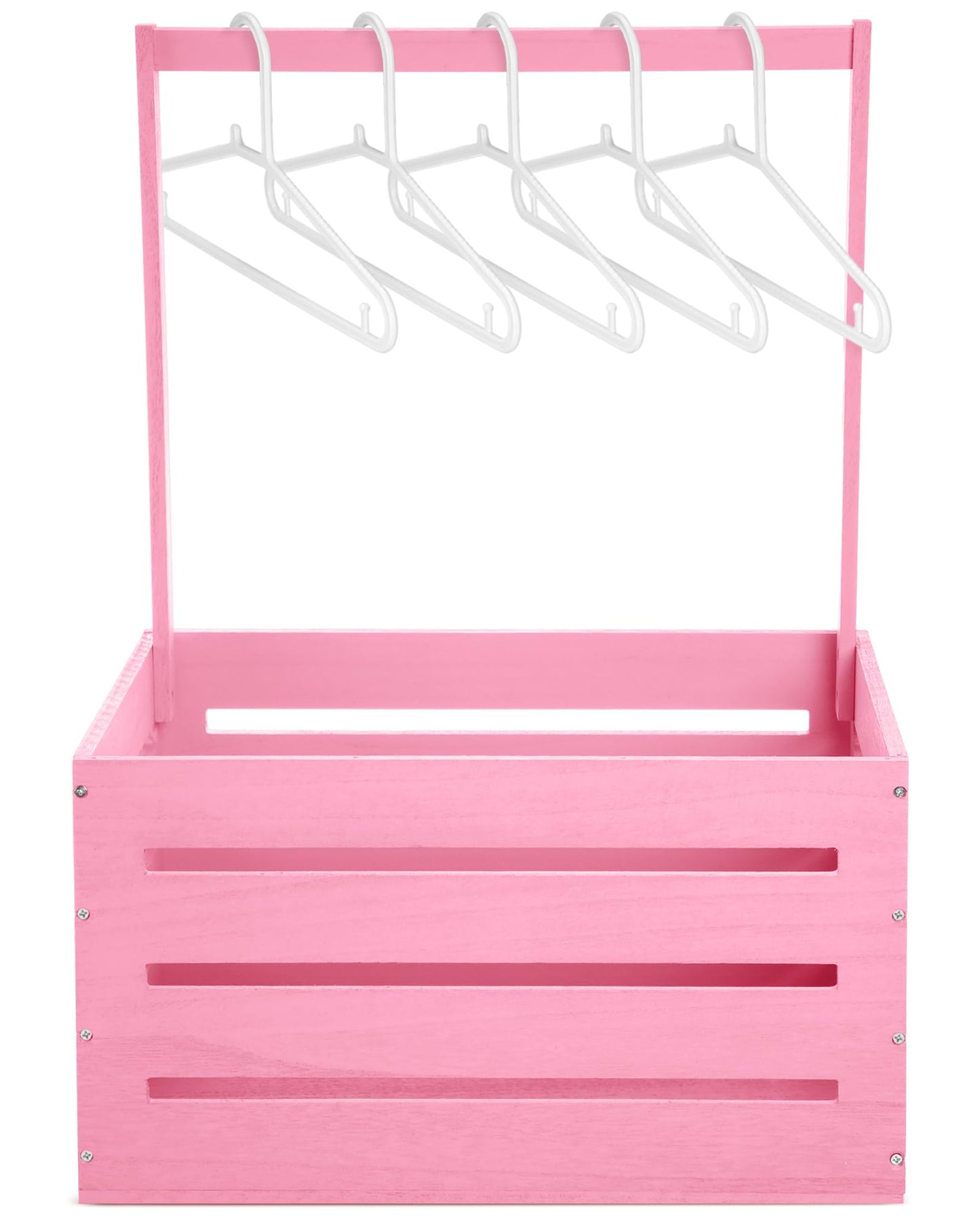 Suzile Wooden Baby Shower Crate Closet Wood Basket for Gifts with Handle Boy Girl Clothes Gender Reveal Storage Box for Newborn New Parent(Pink)