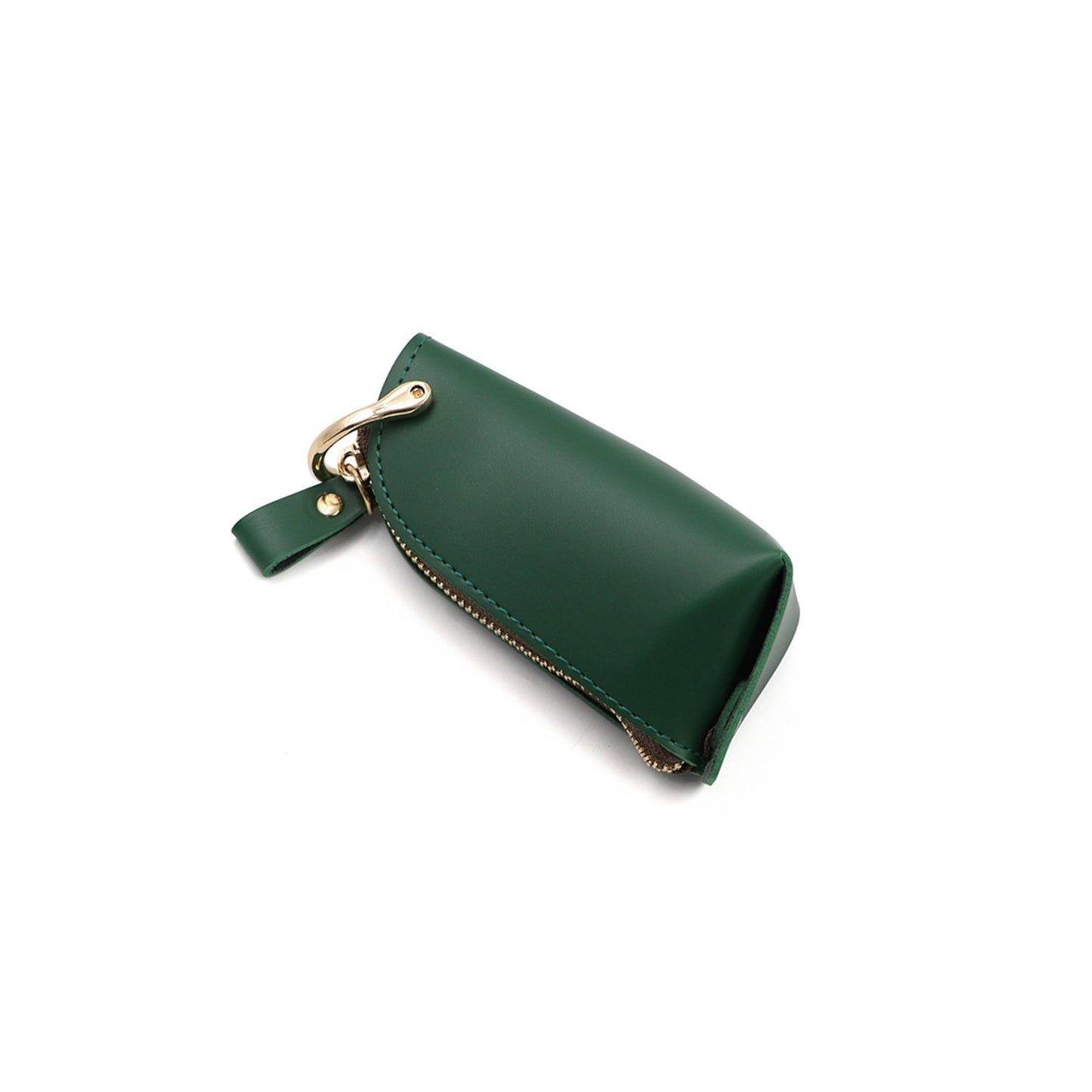 Zip-Around Key Pouch, Zippered Key Holder with Hanging Ring, Car Key Fob Protector, PU Key Fob Case (Green)