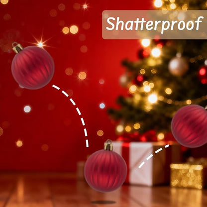 Christmas Tree Decorations Ornament Set, 50ct Red Green and Gold Shatterproof Christmas Ball Ornaments Hanging Xmas Holiday Party Decor(1.57"-2.36")