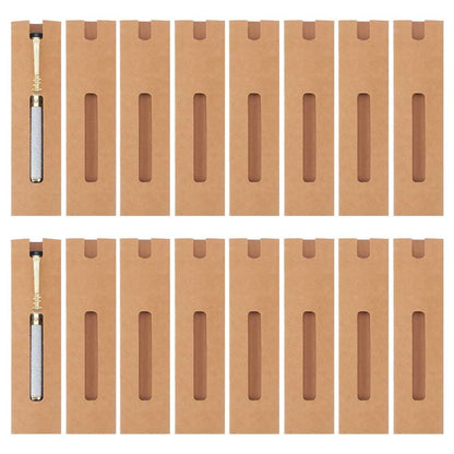 NBEADS 50 Pcs Kraft Pen Gift Boxes, Burlywood Slip-in Pen Packaging Box with Window for Pencil Ballpoint Fountain Pen Display Christmas Gift and Office School Supplies, 6.1x1.57inch