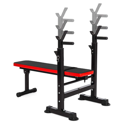 BalanceFrom Steel Weight Bench with Squat Rack, Adjustable Seat, and Recliner – Foldable Home Gym Equipment with 6-Position Barbell Holder and Leg Developer, 400 Pound User Capacity