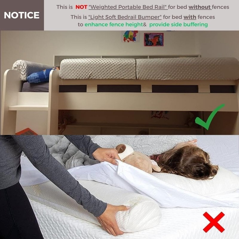 Wonder Space Toddlers' Bed Rail Bumpers Protecter - Children's Bed Guardrail Padding - Anti-Collision | Increased Height | Fall Prevention - Easy Installation Enhanced Safety Mostly Fit (Grey, 2.3ft)
