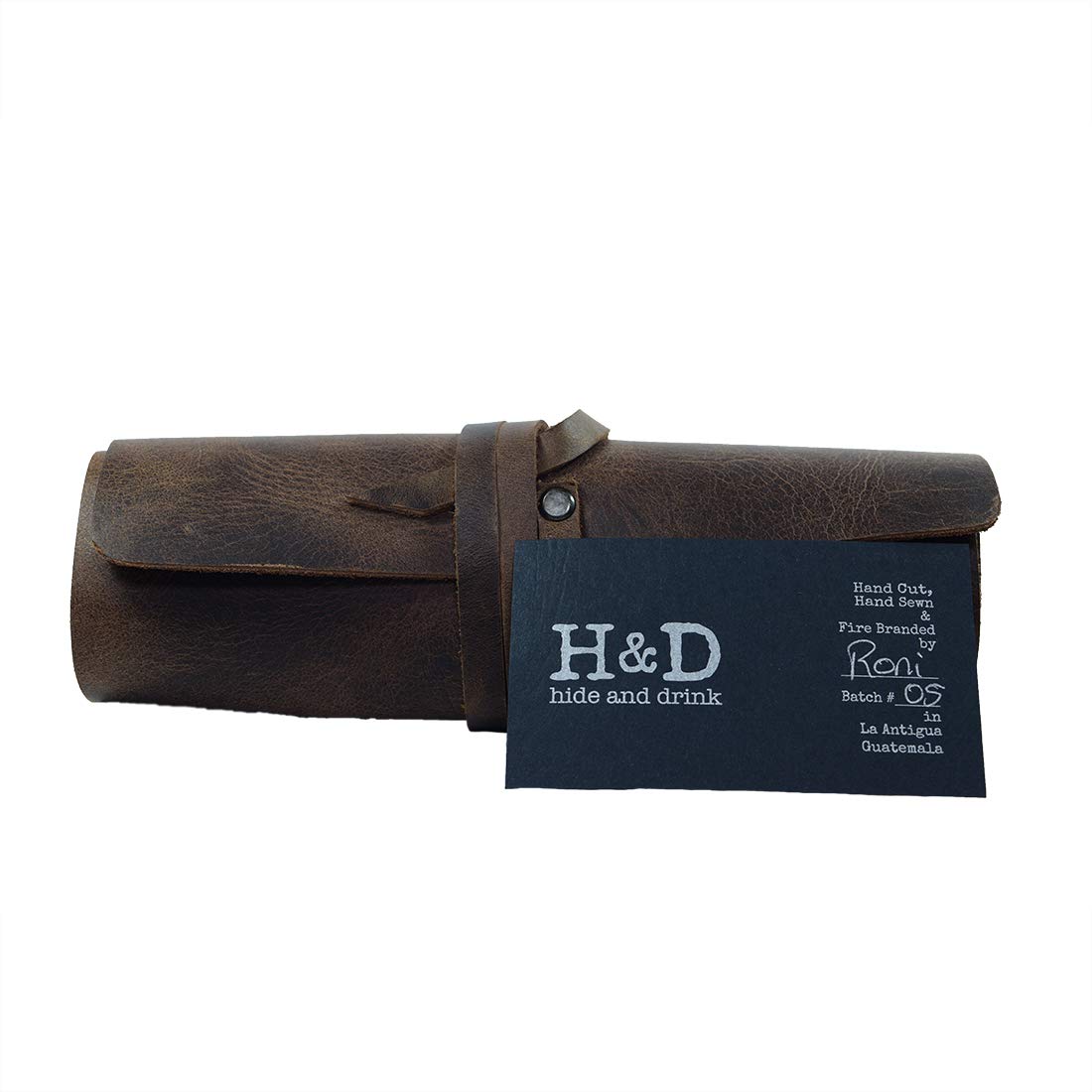 Hide & Drink, Cord Wrap, Cord Organizer, Travel Bag, Cable Holder, Full Grain Leather, Handmade, Bourbon Brown