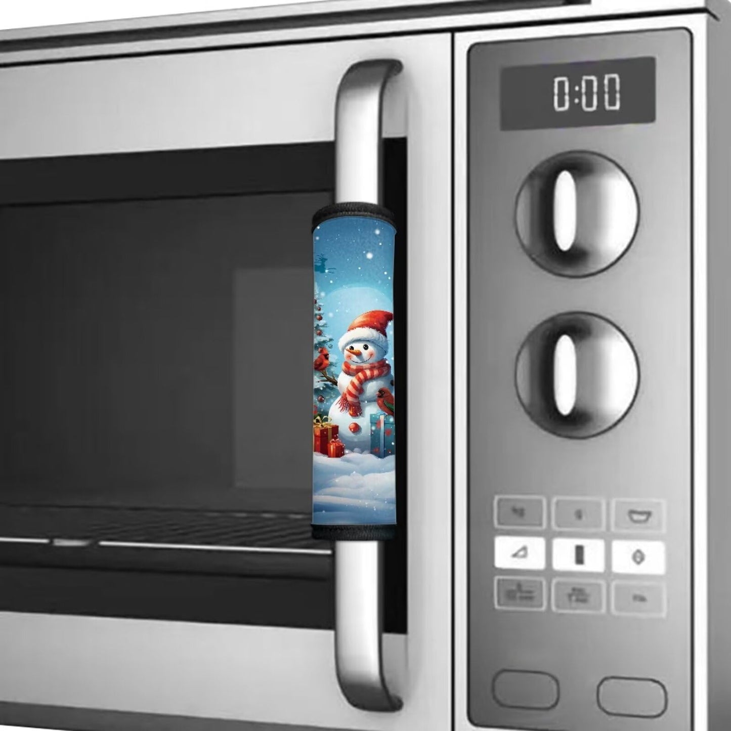 HUISEFOR Snowman Fridge Handle Covers 4 Piece Christmas Refrigerator Handle Covers Set of 4 Adjustable Kitchen Appliance Handles Cover for Microwave Oven Stove Christmas Decoration