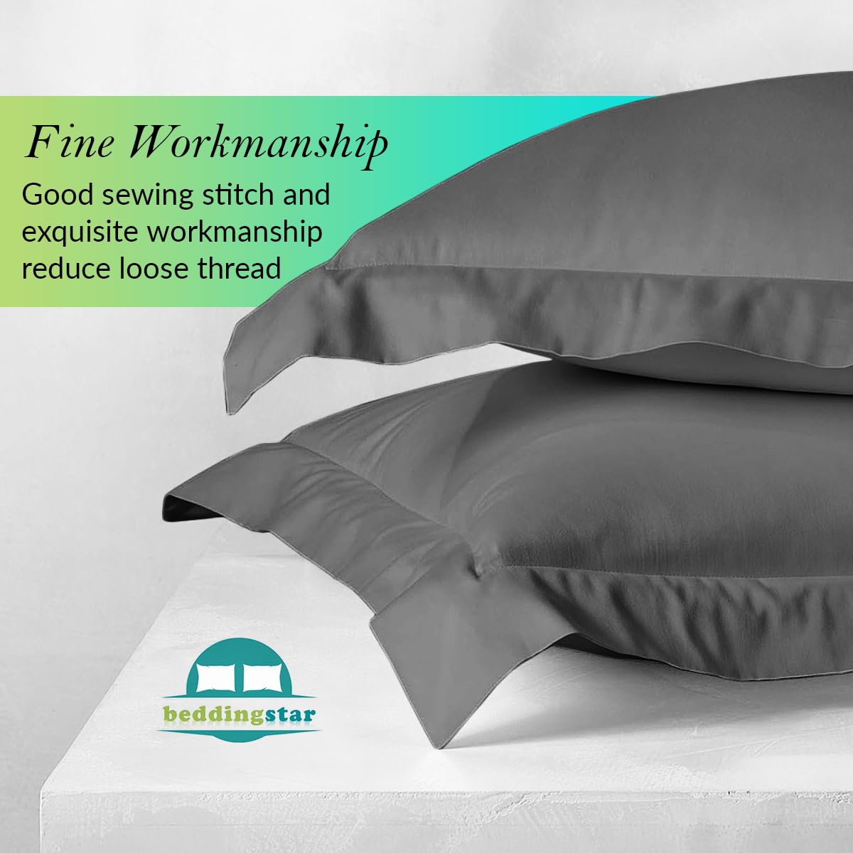 Euro Sham Covers 26x26 Set of 2 Dark Grey 600 Thread Count 100% Egyptian Cotton Pack of 2 Euro 26x26 Pillow Covers Cushion Cover Cases Soft Skin Friendly European Size Decorative Square Pillow Shams