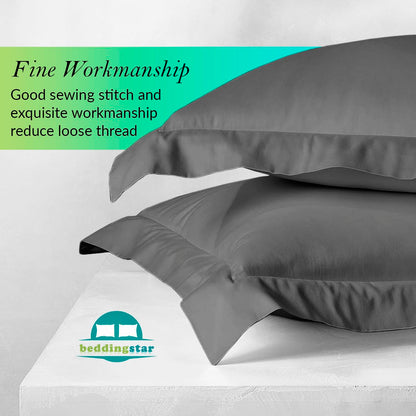 Euro Sham Covers 26x26 Set of 2 Dark Grey 600 Thread Count 100% Egyptian Cotton Pack of 2 Euro 26x26 Pillow Covers Cushion Cover Cases Soft Skin Friendly European Size Decorative Square Pillow Shams
