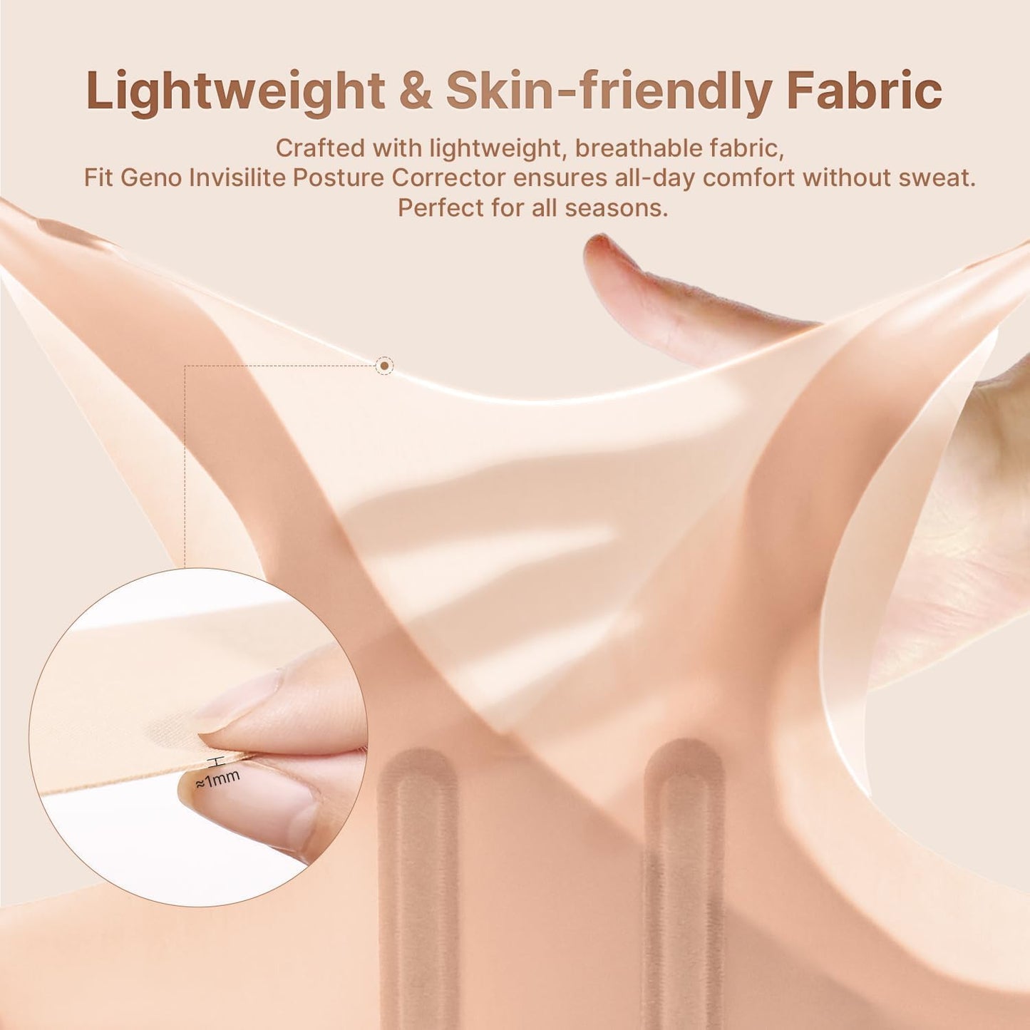 Fit Geno Posture Corrector for Women Invisilite: Invisible Lightweight Back Brace for Neck Shoulder & Upper Back Pain Relief - Improve Posture Correct Hunchback Slouching Under Clothes Medium