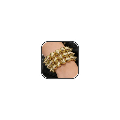 Embtrem Gold Studded Spike Bracelet for Women, Punk Bracelets Wide Stretch Cuff, Gothic Studded Bracelet, Y2K Statement Street Style Jewelry for Festival Party Outfit