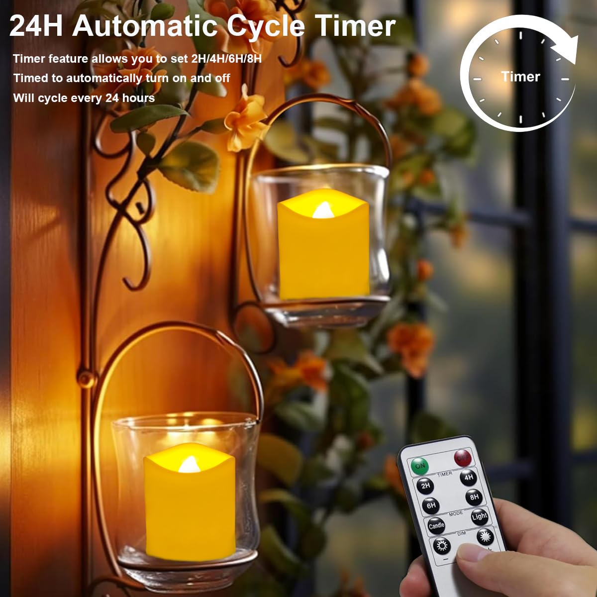 Jialine 12 Pack Rechargeable Battery Tea Lights with Remote Timer, Realistic Flickering Flameless Votive Led Tea Lights Candles, USB Tealights Candles for Halloween Wedding Christmas Home Décor