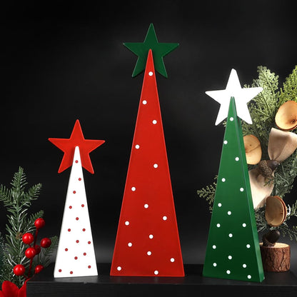 Christmas Decorations Indoor, Christmas Decor - 3 PCS Wooden Xmas Tree Signs with Stars for Home, Table, Fireplace Mantel, Shelf, Office Desk, Party Decor - Xmas Holiday Decorations