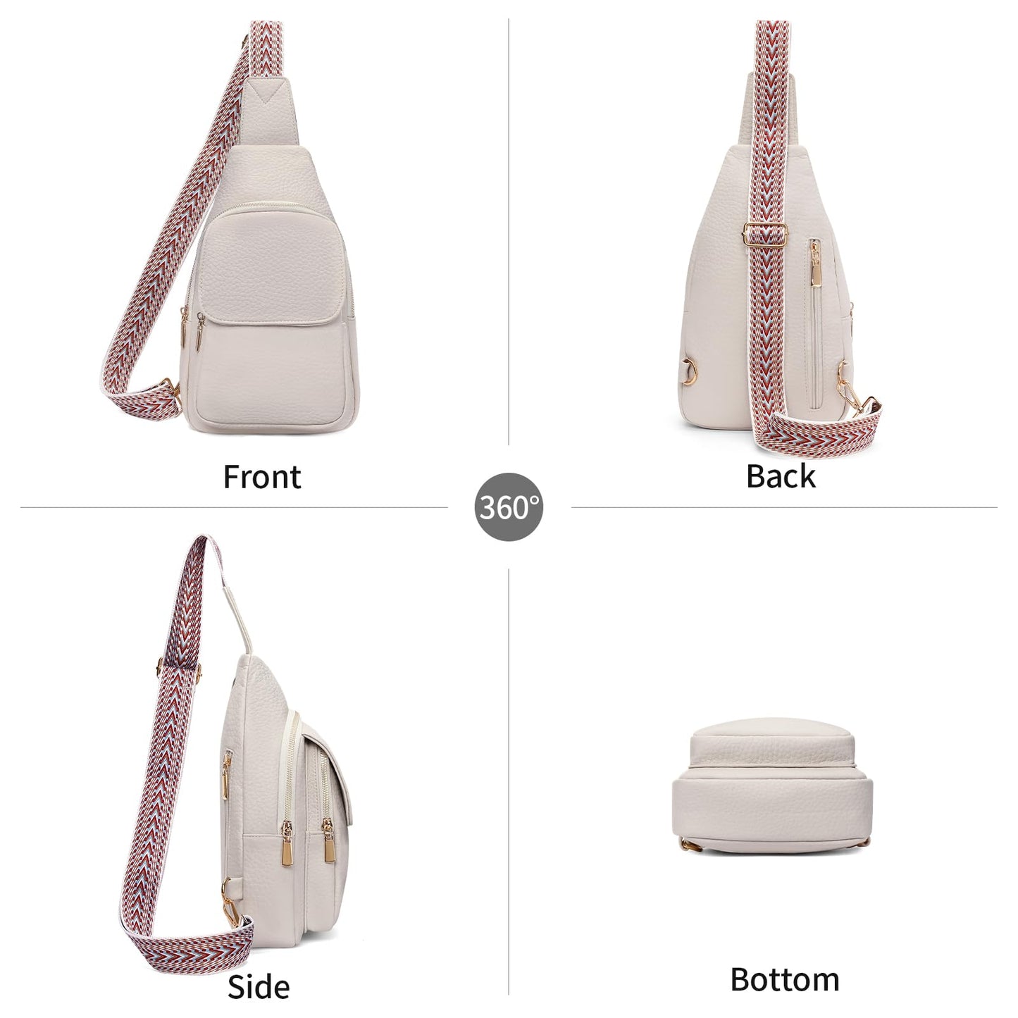 SENDEFN Sling Bag Crossbody Bags for Women Cross Body Purse Leather Fanny Pack Chest Bag for Travel