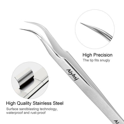 Precision Tweezer, Upgraded Professional Fine Tip curved, High-end Stainless Steel Tweezers for Craft, Electronics, Soldering, Eyelash Extensions, Laboratory Work, Jewelry-Making