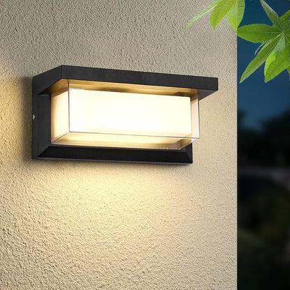 Outdoor Wall Lights 2Pack LED 3 Color Outdoor Light Fixture Wall Mount Exterior Lights 2100Lm IP65 Exterior Wall Sconce，Rustproof Sconce with Double Shade, Matte Black Light for Porch