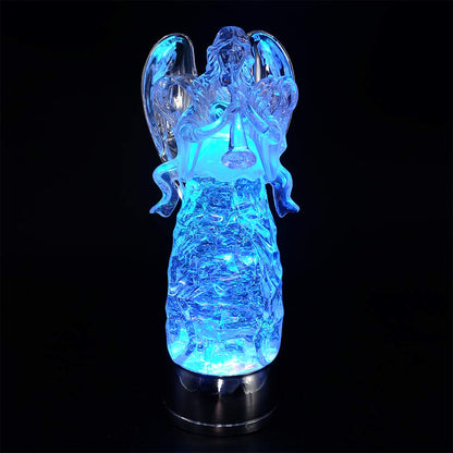 DRomance 11" Angel Snow Globe Lantern Battery Operated with 6 Hour Timer Color Changing LED Light Trumpet Angel Swirling Glitter Water Lamp Thanksgiving Christmas Holiday Decor Gift