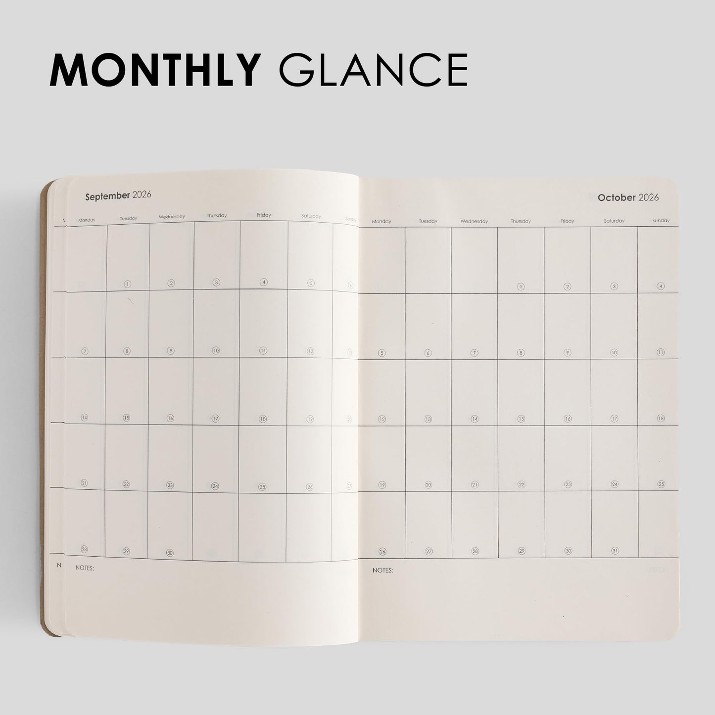myPAPERCLIP 2026 Weekly Planner | Italian Vegan Leather Cover, 192 Pages, 80 GSM, A5 (5.83 x 8.27 in) | Flat Lay | Yearly Calendar, Monthly Overview & Weekly Planner Layout | Black