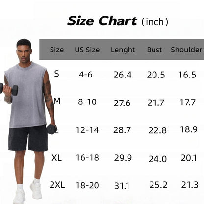 SnowElve 4 Pack Mens Workout Tank Tops Sleeveless Tee Shirts Men Muscle Shirt Gym Acid Wash T Shirts Running Beach Loose Fit Tee(BKBKBGBG,XL)