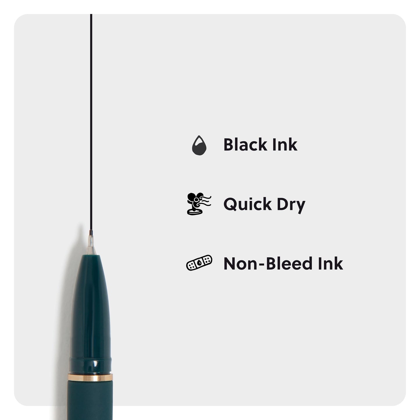U Brands Catalina Felt Tip Pens, Set of 6 Black Ink Pens, Soft Touch Jewel Tones, Gold Details, Medium (0.7 mm) Point